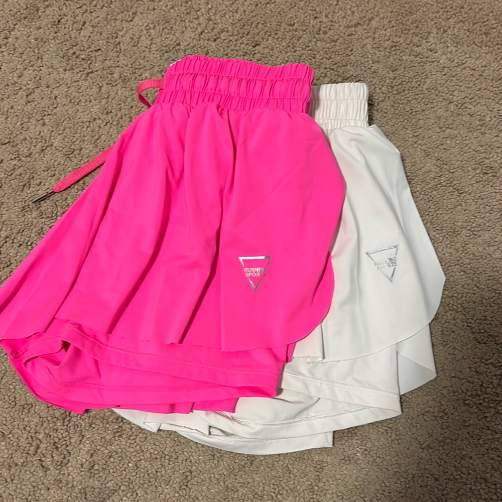 White and Pink Running Shorts